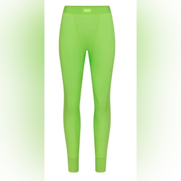 Skims Cotton Rib Legging In Neon Green - Picture 1 of 4